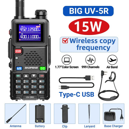 Baofeng UV-5RH 10W Air Band Walkie Talkie, Long Range Wireless Two-Way Ham Radio, Type-C UV-5R Transceiver