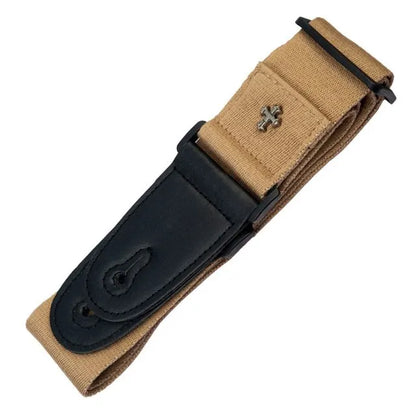Vintage Cross Guitar Strap with Pick Holder Pocket – Adjustable Strap for Electric, Acoustic & Folk Guitars