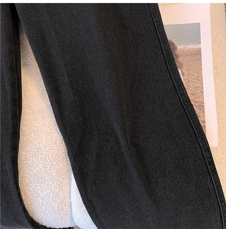 Plus Size Women’s Casual Jeans – Classic Black & Blue Washed Denim for Spring & Autumn, Comfortable & Versatile