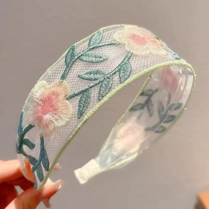1/3pcs Elegant Chiffon Flower Hairband – Sweet Embroidery Headband Turban Hoop for Women’s Fashion Hair Accessories