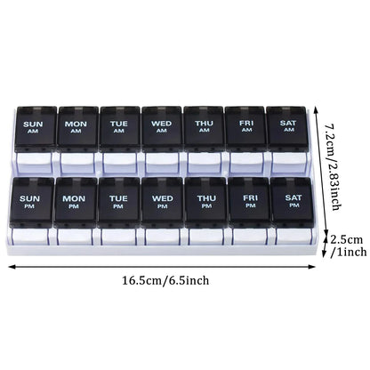 7/14/28-Day Pill Organizer – Weekly & Monthly Medicine Box with Tablet Storage, Splitter & Container Case