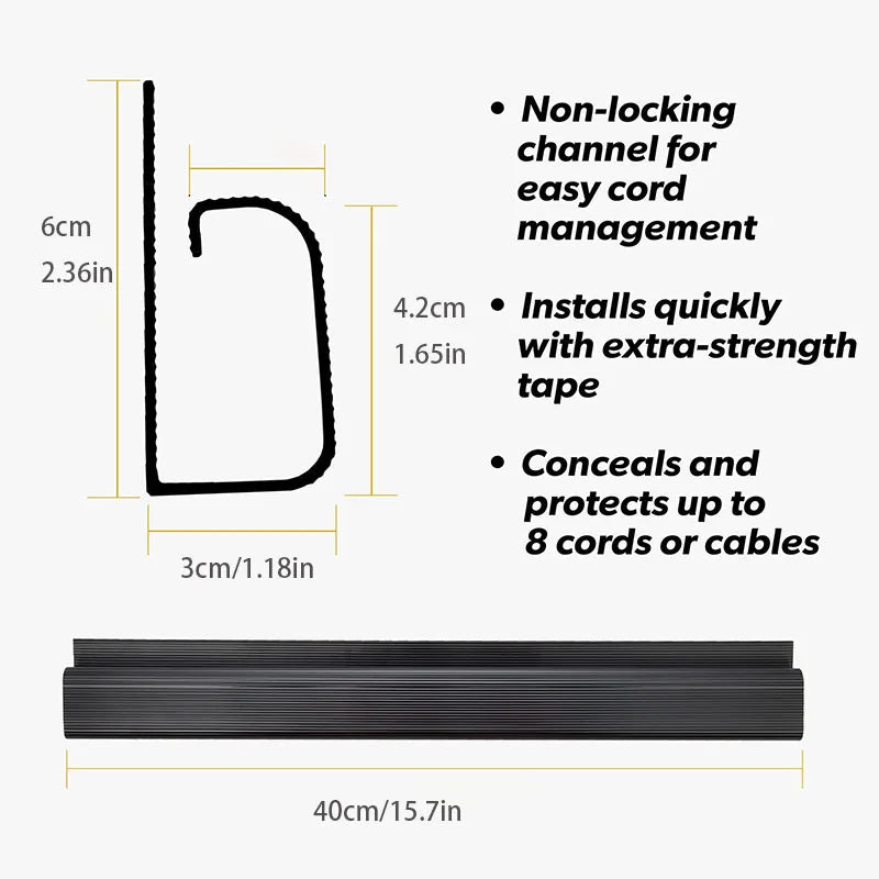 White Channel Desk Cable Organizer – No-Drill Under Desk Cable Management Tray & Protector