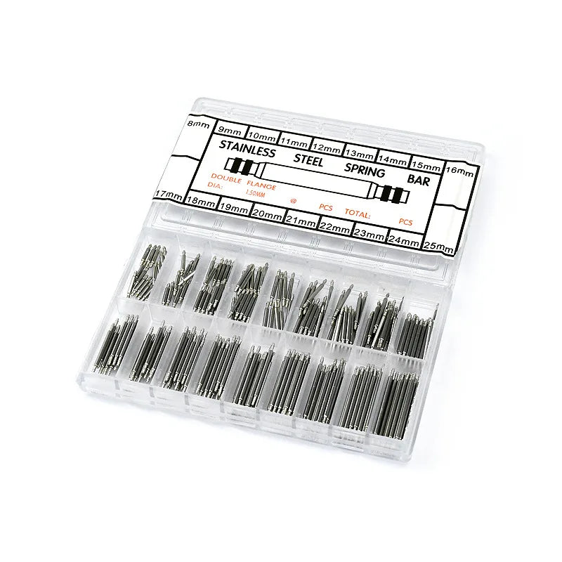 270pcs Stainless Steel Spring Bars Set – 8mm to 25mm for Watchband Strap Repair & Watch Accessories