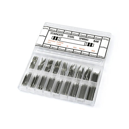 270pcs Stainless Steel Spring Bars Set – 8mm to 25mm for Watchband Strap Repair & Watch Accessories
