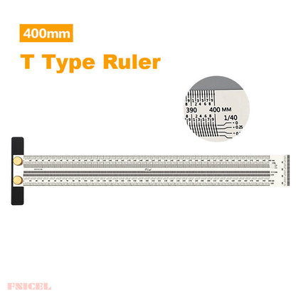 High Precision T-Type Scale Ruler — Stainless Steel Woodworking Scribing & Marking Gauge
