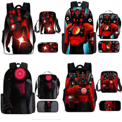 Skibidi Toilet School Backpack for Kids - Primary and Secondary Students Shoulder Bag with Pencil Case