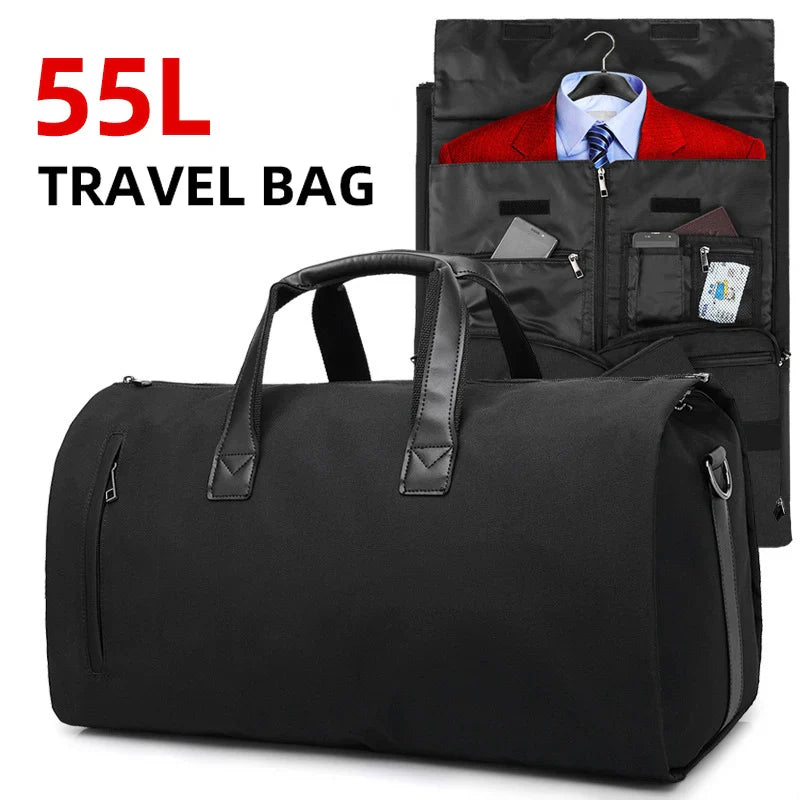 Convertible Garment Bag for Travel - Large Capacity Duffel with Shoe Pouch for Weekend & Business Trips (XM130)