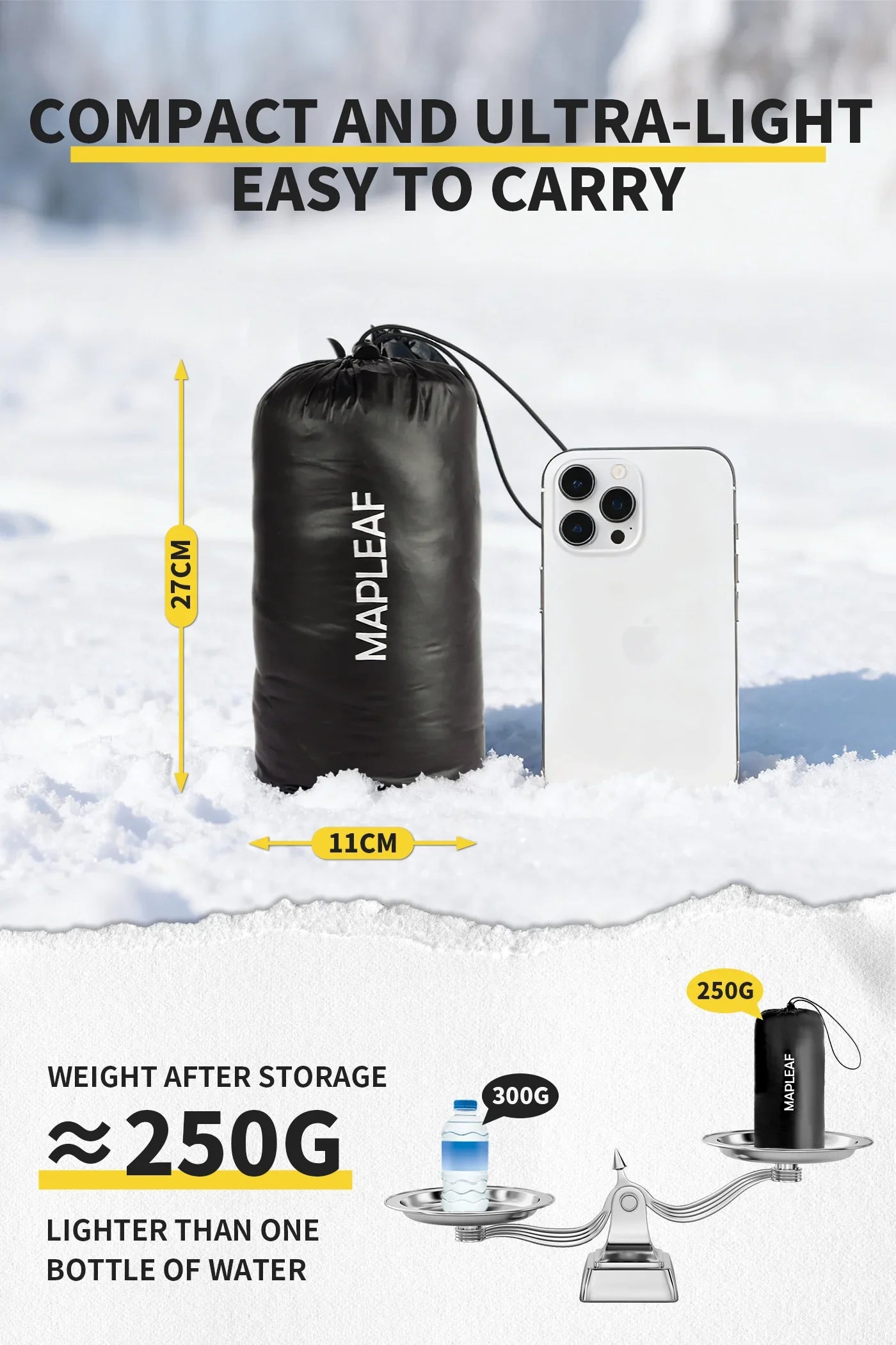 MAPLELEAF Ultralight Down Pants – 800FP Warm Winter Ski, Snow, Windproof & Waterproof Trousers for Camping & Hiking