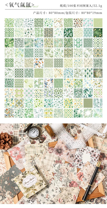 100 Pcs Vintage Multi-Style Writing Paper - Retro Stationery for Scrapbooking, Junk Journals & DIY Crafts