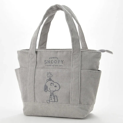 Disney Snoopy Corduroy Tote Bag – Cute Large Capacity Handbag with Zipper, Casual Shoulder Bag for Students