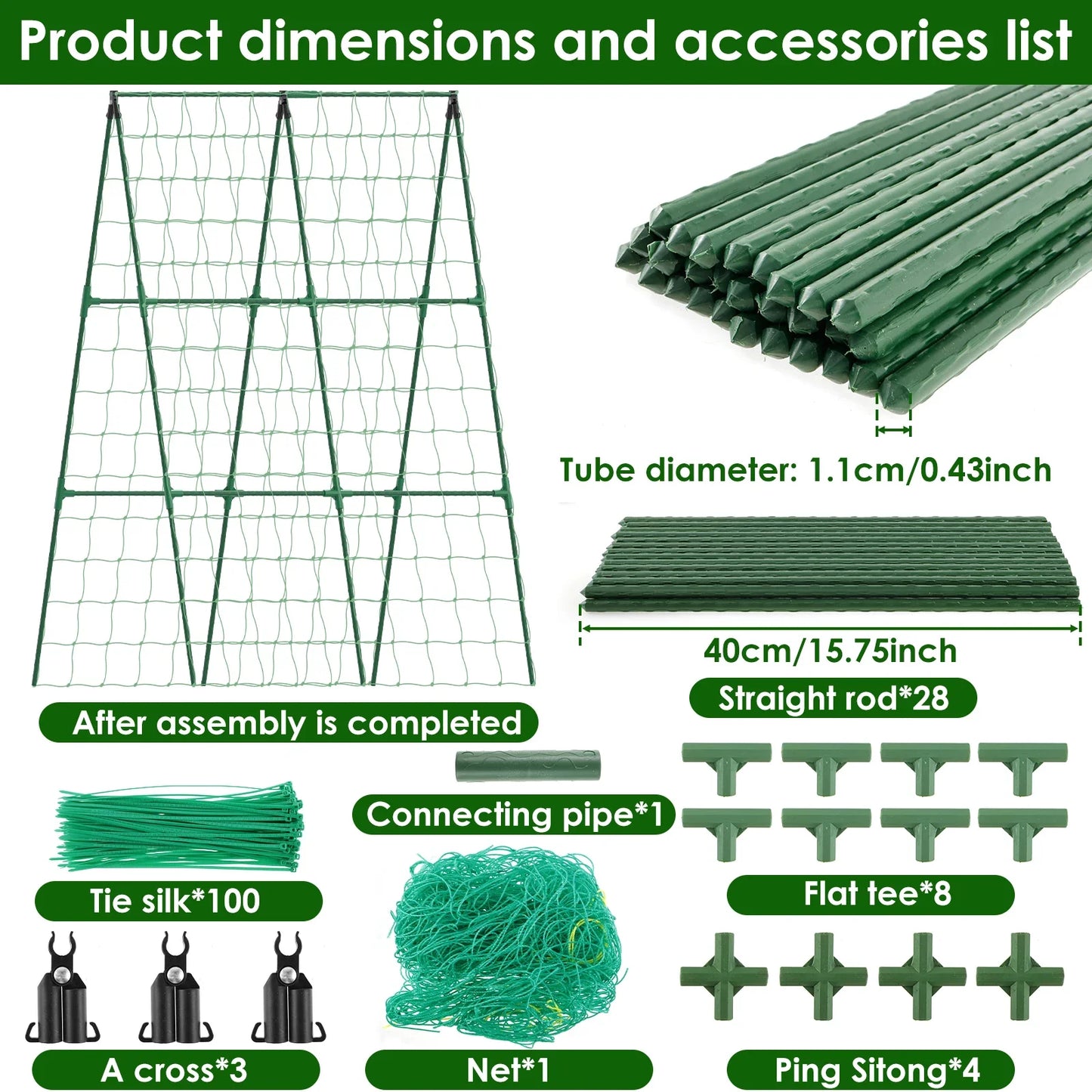 A-Frame Garden Trellis for Cucumbers & Tomatoes – Detachable Climbing Plant Support Frame