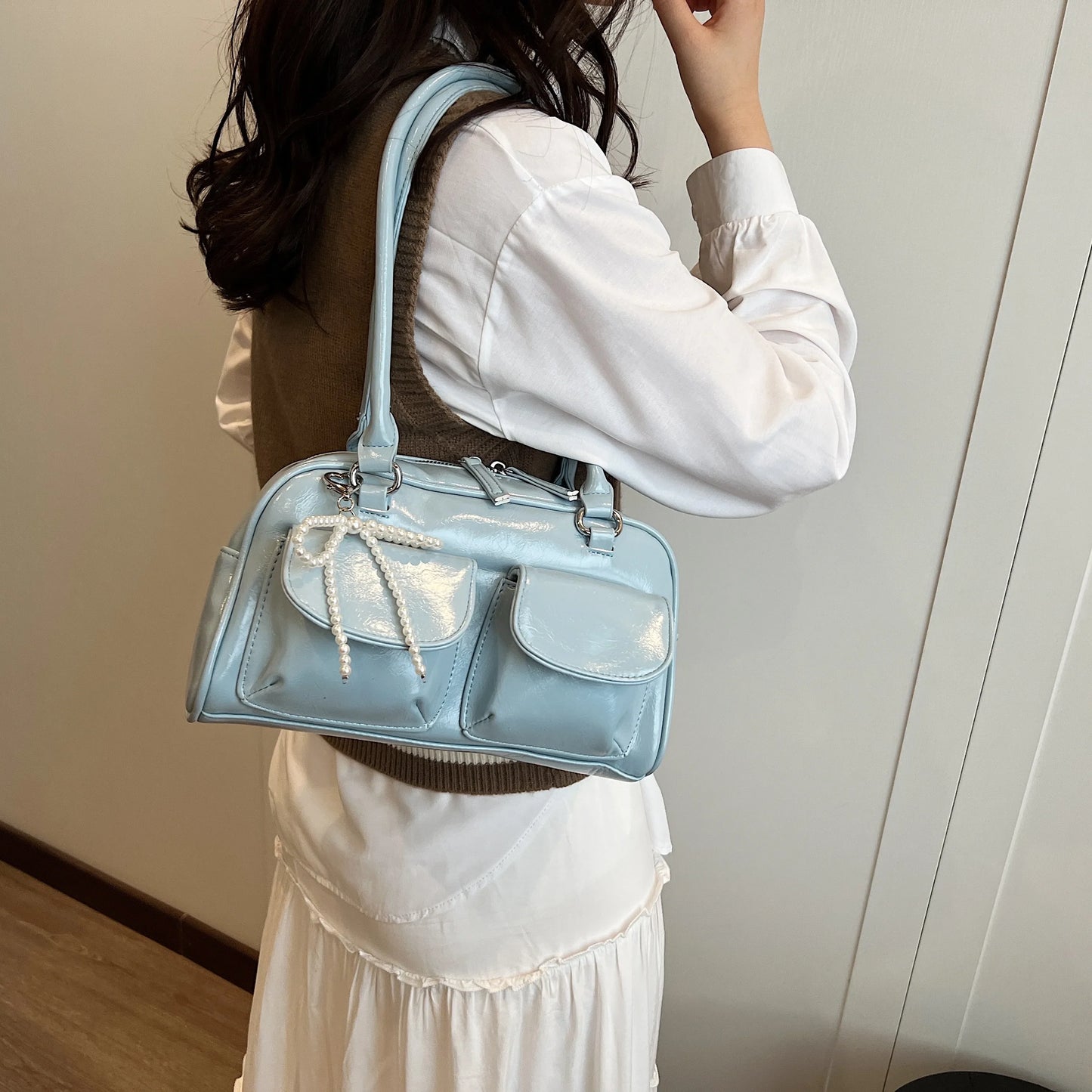 Fashionable Underarm Bow Pillow Bag for Women – 2024 Korean Edition Simple Trendy Shoulder Bag