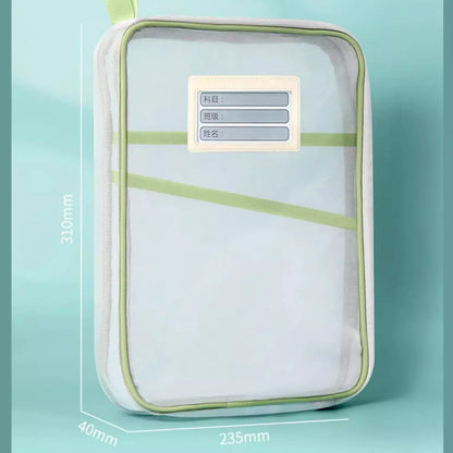 A4 Double Layer Mesh Zipper Storage Bag – Large Capacity Stationery Organizer Folder for School and Office Supplies