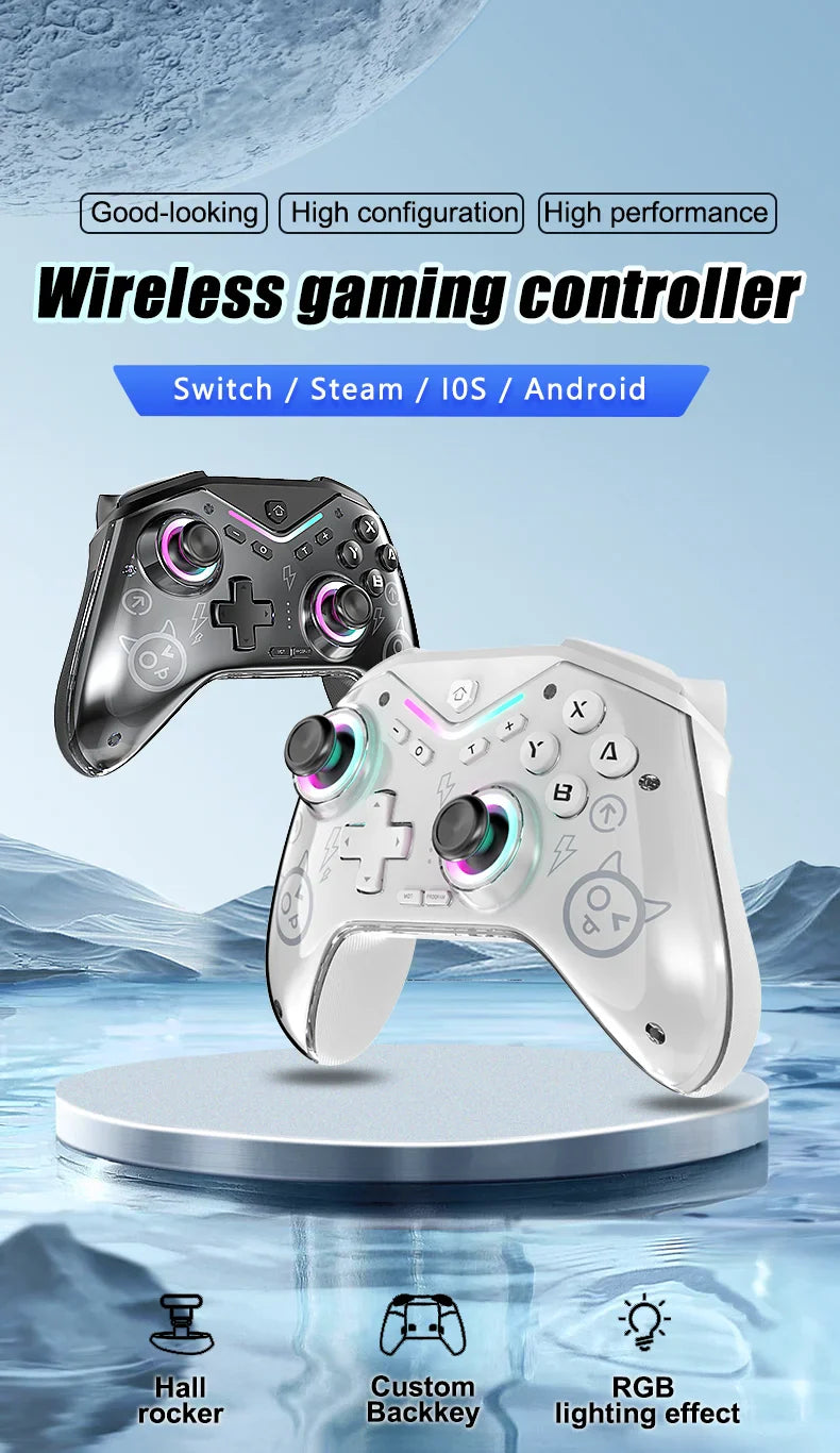 CM-619 Wireless Game Controller — Dual Motor, Dazzling Light, Compatible with iOS, Android & PC