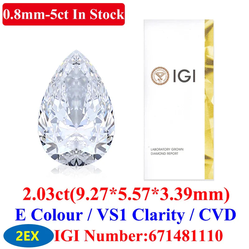 0.1–5CT Super White Lab-Grown Diamond Loose — IGI/GIA Certified, HPHT & CVD, DEFG VVS-SI, Diamond Tester Approved for Wedding Jewelry