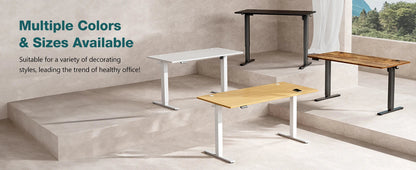 Electric Standing Computer Desk – Height Adjustable Ergonomic Workstation with Metal Frame for Home or Office