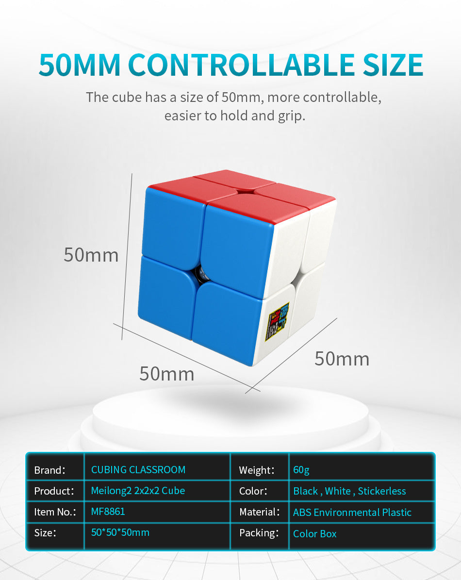 ECube MoYu Meilong 2 2x2x2 Neo Cube — Stickerless Speed Puzzle Toy for Kids & Adults, Educational Gift