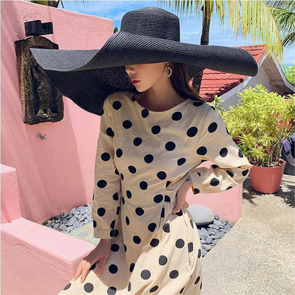 70cm Oversized Wide Brim Sun Hat - Large UV Protection Beach Straw Hat for Women's Summer Travel - Floppy Foldable Chapeaux