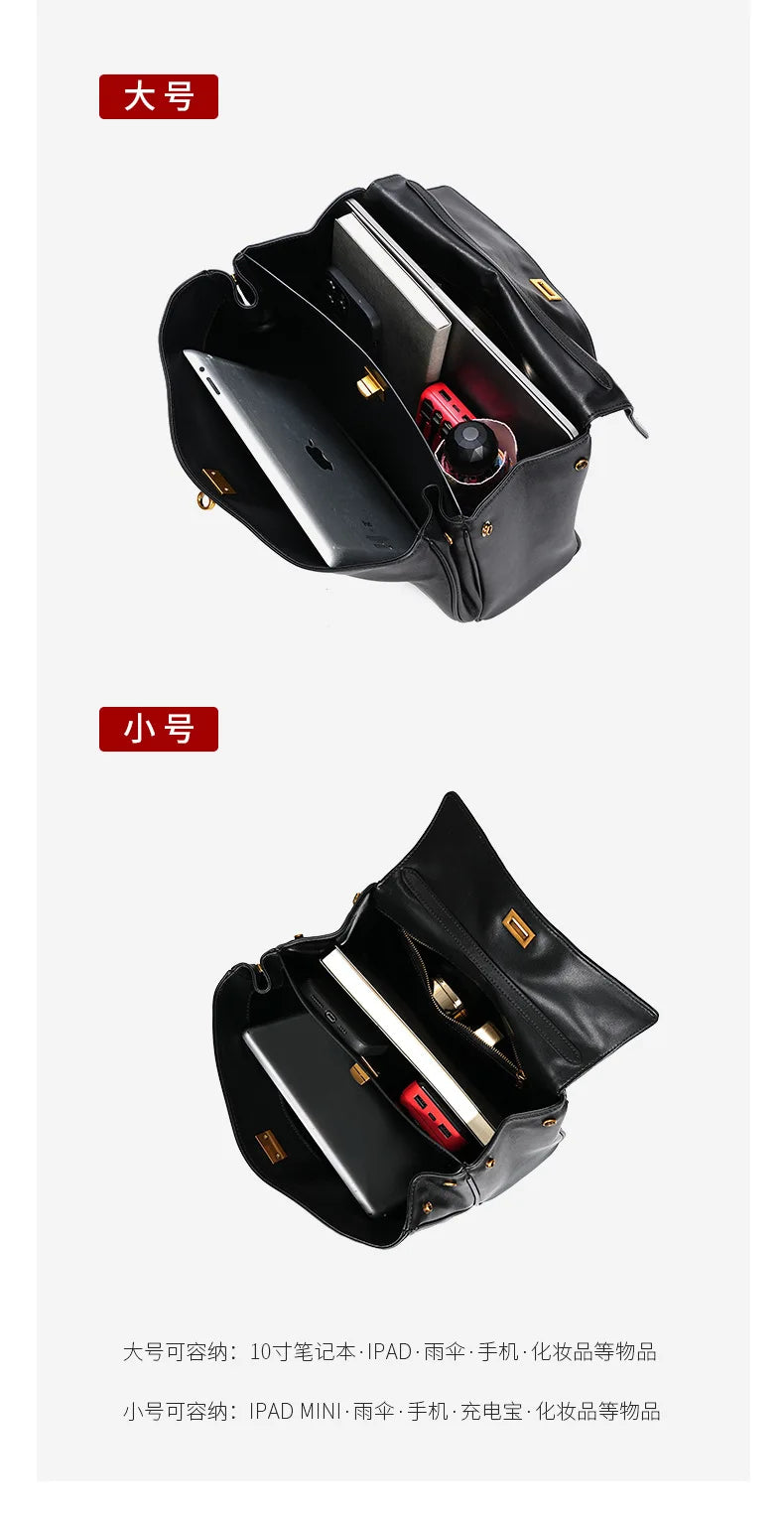 New Rodeobag Leather Kelly Bag — Women’s Large Capacity Fashion Handbag with Advanced Lock, High-End Underarm Bag