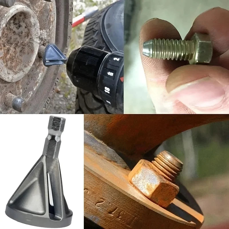 Metal Chamfering & Deburring Tool – Chuck Drill Attachment for External Edge Grinding, Angle Trimming & Smooth Finishing Tool (1pc)