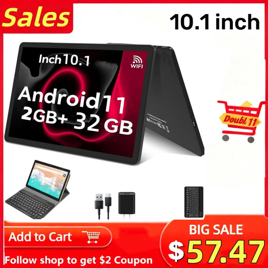10.1-Inch FX10 Android 11 Tablet – 2GB RAM, 32GB ROM, Allwinner A133 Quad-Core 1.4GHz, 8MP Rear Camera, Type-C