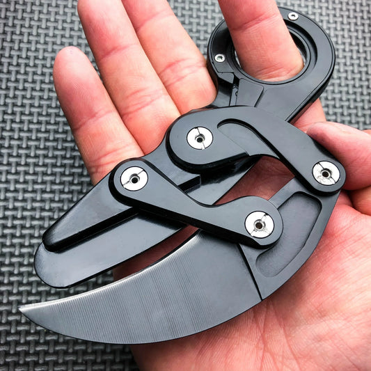 All-Steel Claw Tactical Knife – Multifunction Outdoor EDC Self-Defense Tool, Black & Silver Gift for Men
