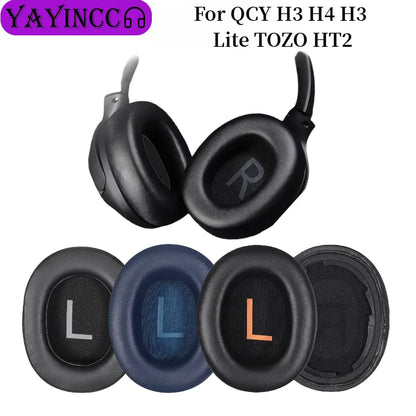 Replacement Protein Leather Ear Pads with Buckle – Soft Foam Cushion Earpads for QCY H3/H4/H3 Lite & TOZO HT2 Headphones High Quality Comfort Upgrade