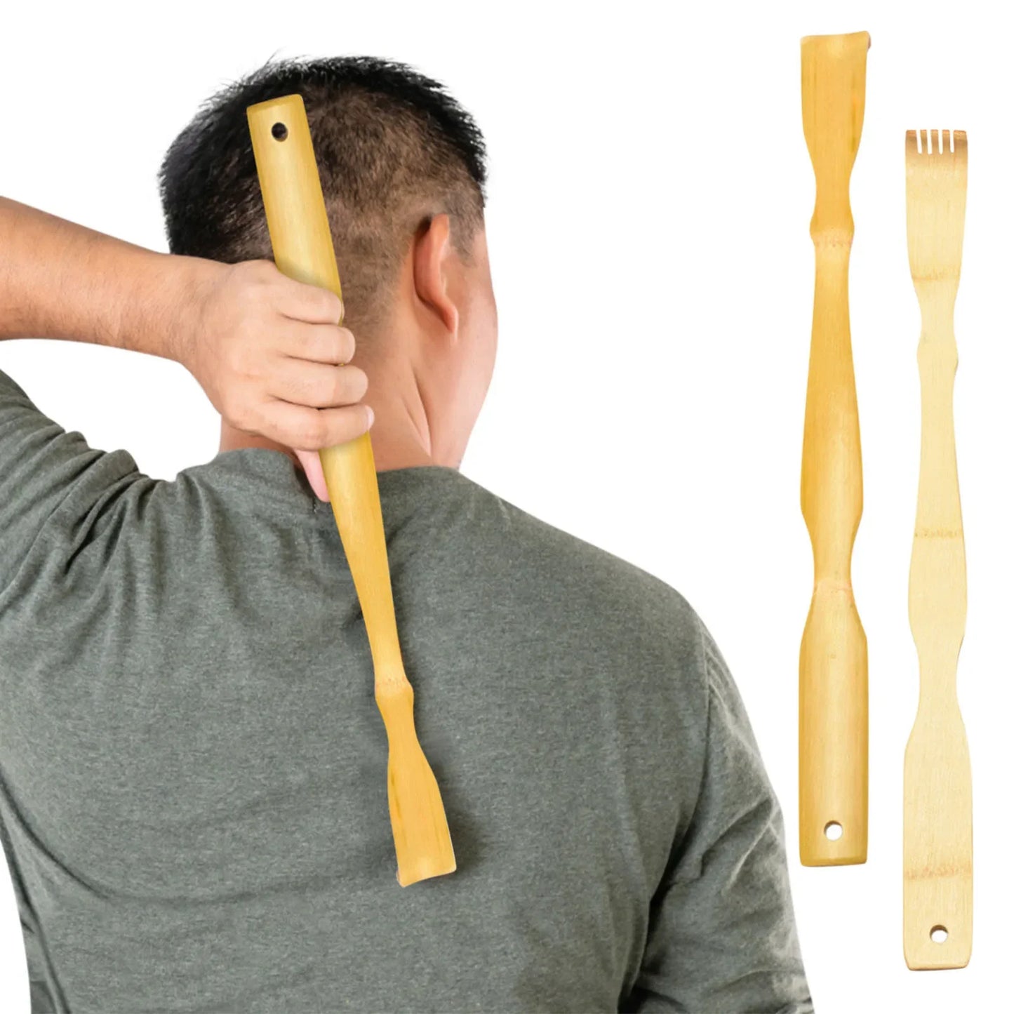 Durable Bamboo Back Scratcher & Body Roller Stick - Wooden Massager for Relaxation and Relief