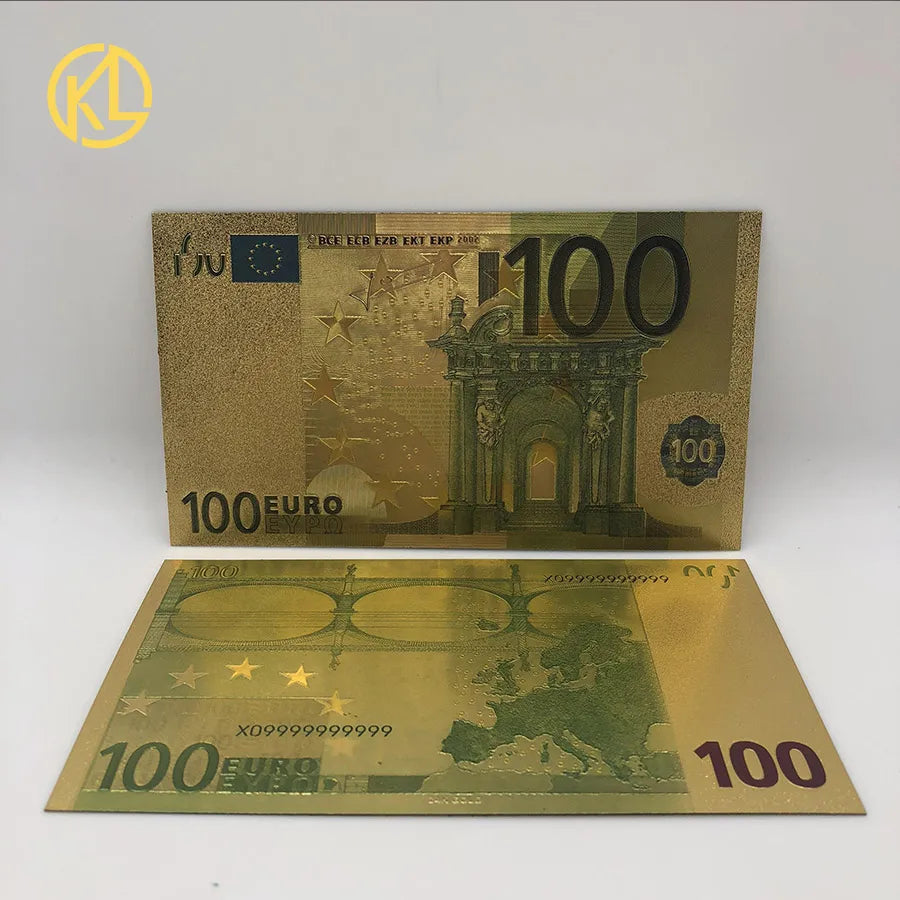 Colored European Banknote Currency Set – 5 to 1000 Million Euro Gold Notes for Business Gifts & Collection