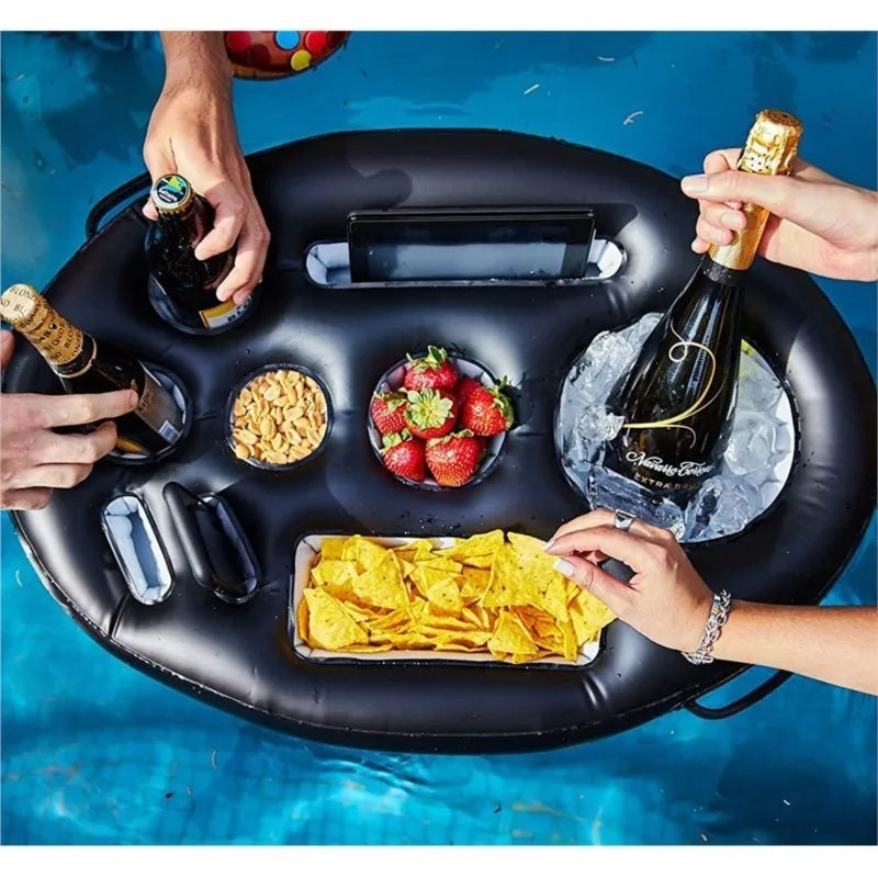 Summer Sea Inflatable Bucket Cup Holder - Pool Beach Swimming Party Float with Beer Drink Tray, Cooler Table Toy Accessories