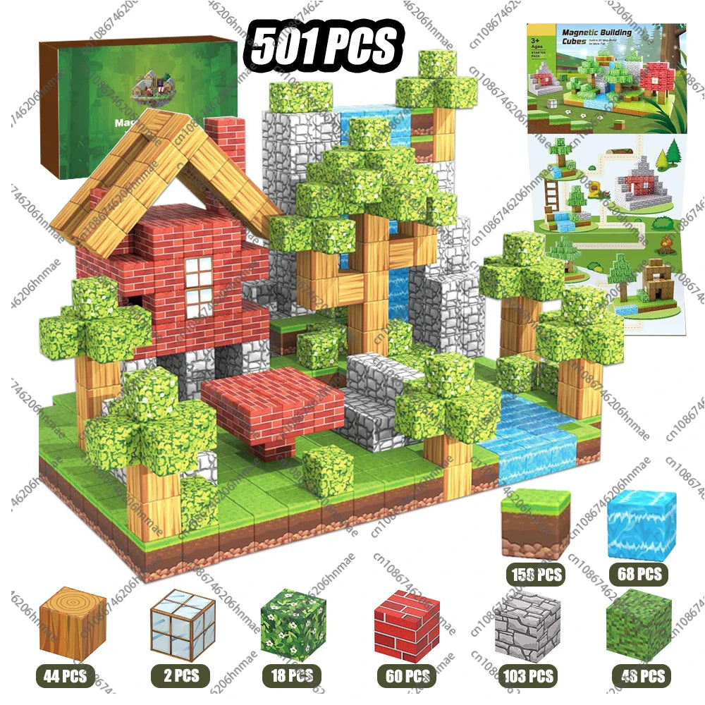 Magnetic Building Blocks – Mine World Magnet Cube STEM Toy for Kids 3+, DIY Montessori Sensory Model for Boys & Girls