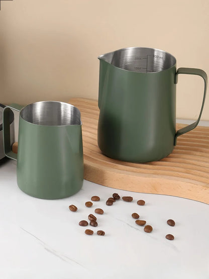 350/600ML Stainless Steel Coffee Milk Frothing Pitcher – Precise Scale Latte Jug for Barista & Professional Cafe Use