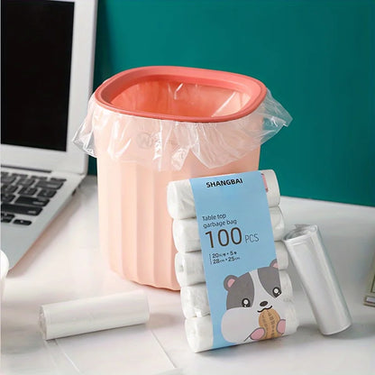100PCS Mini Garbage Bags – Thick Disposable Plastic Trash Bags for Desktop, Household & Car Use