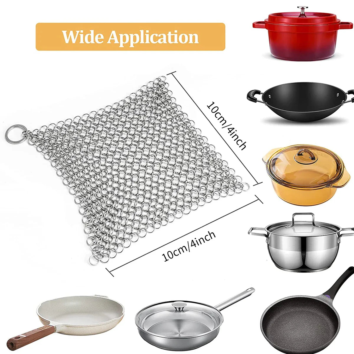 Leeseph Stainless Steel Cleaning Ring: Chainmail Scrubber Accessories for Kitchen, Reusable Washing Net Cleaning Tool for Home