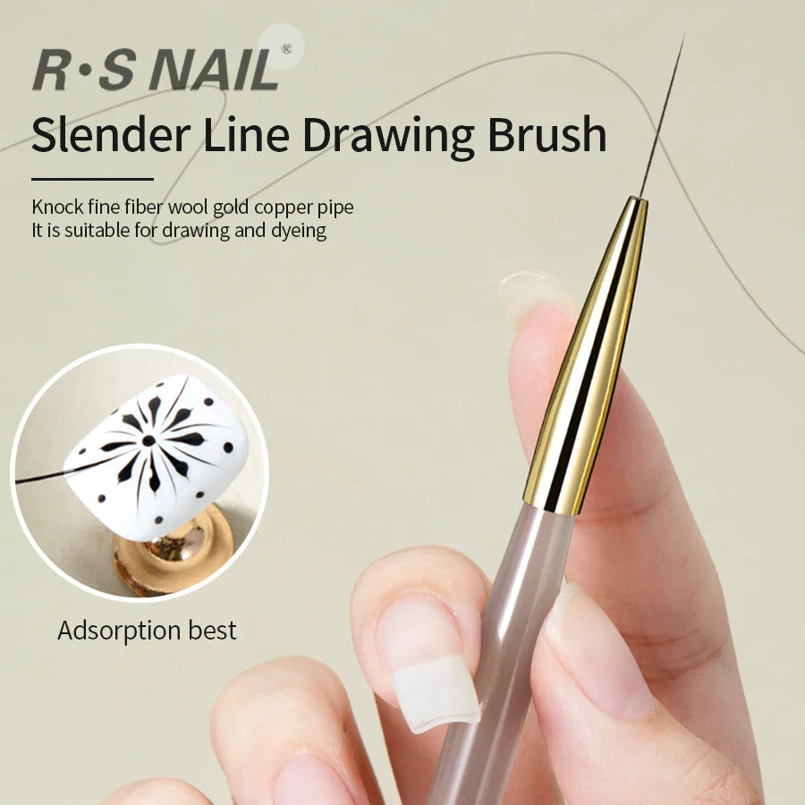 RSNAIL Nail Art Liner Brushes — 18mm Slender Long Line Painting Pen for French Stripe Nail Art, UV Gel DIY Manicure Tool