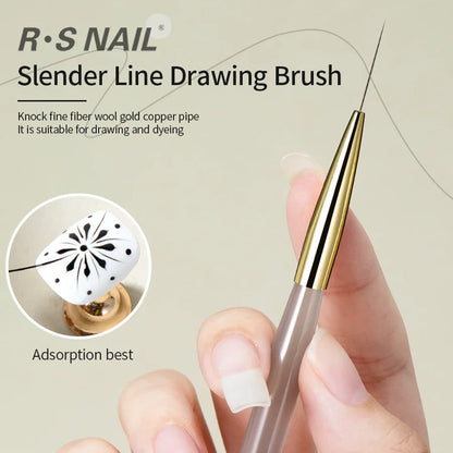RSNAIL Nail Art Liner Brushes — 18mm Slender Long Line Painting Pen for French Stripe Nail Art, UV Gel DIY Manicure Tool