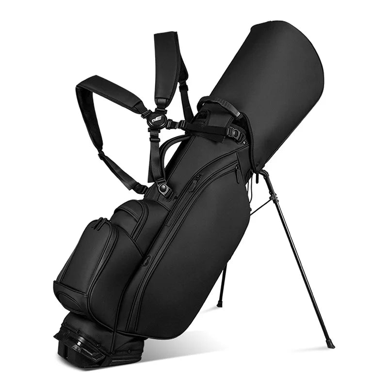 PLAYEAGLE Golf Stand Bag — Lightweight PU Leather Golf Bag with Stand, Multifunctional Golf Rack Bag for Men