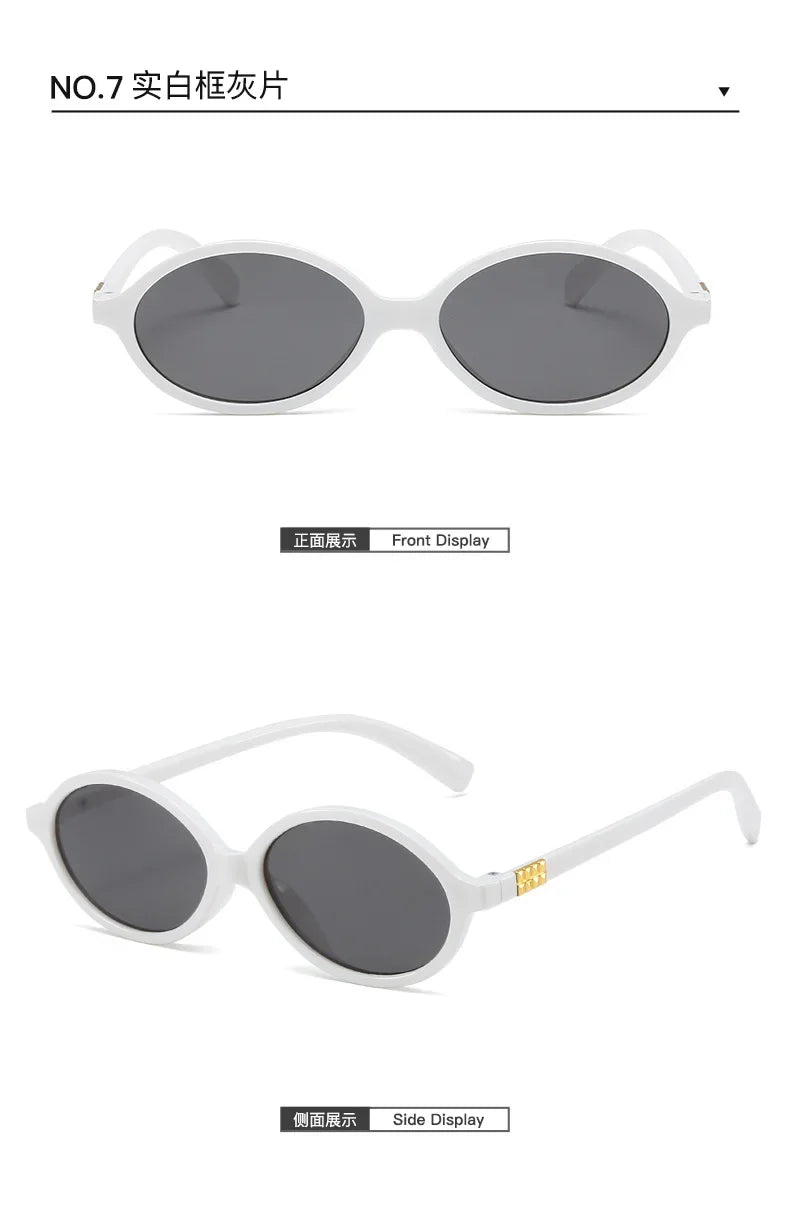 Women's Oval Sunglasses – Retro Small Frame UV400 Clear Lens Fashion Eyewear