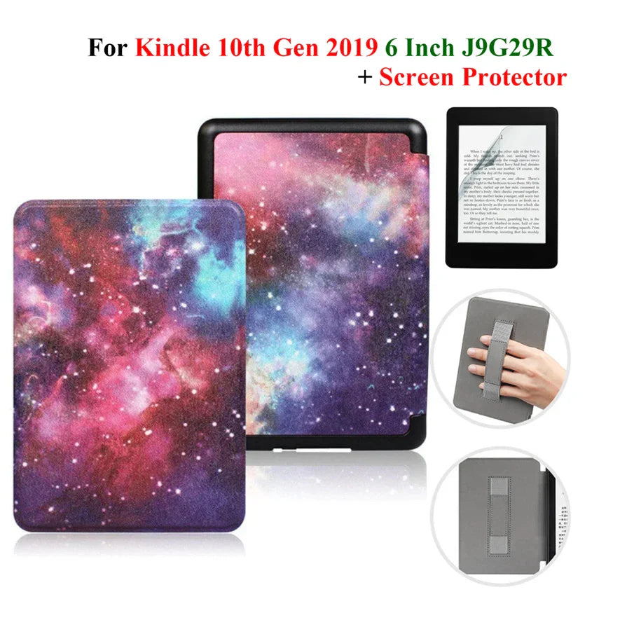 Kindle 10th Gen 6" Leather Case – Hand Strap & Screen Protector Cover with Wake/Sleep Function (2019, J9G29R)