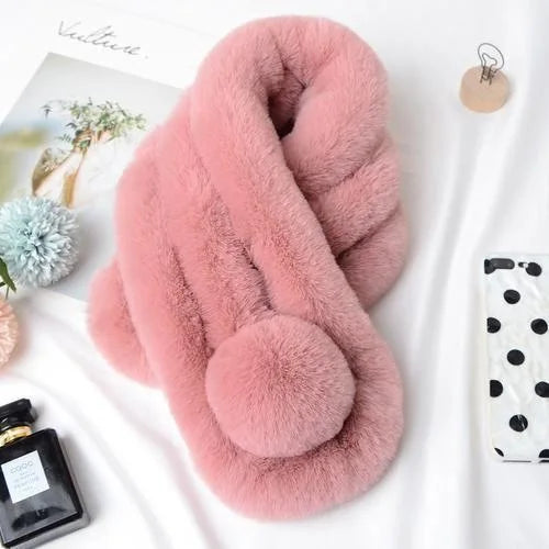 Women's New Rabbit Fur Scarf - Soft and Warm Furry Neck Warmer for Winter Casual Wear