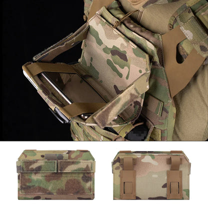 Tactical Admin Phone Pouch MOLLE – Military Hunting Vest Front Panel Map Holder & Utility Carrier Bag for Outdoor Navigation