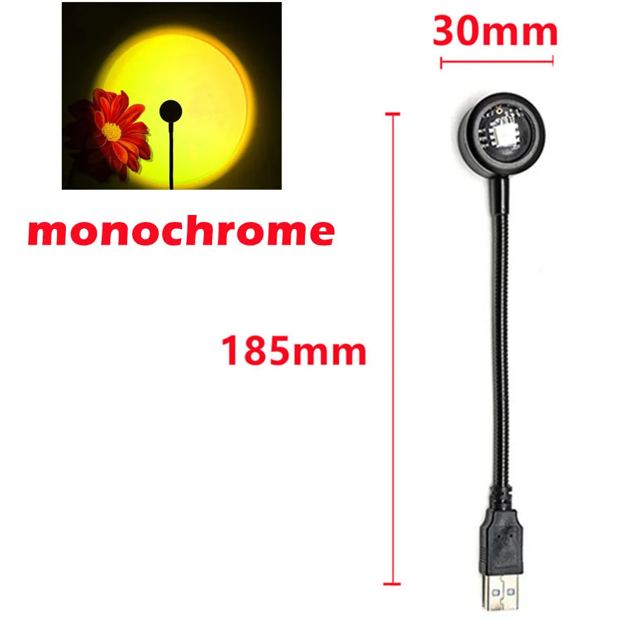 RnnTuu LED USB Sunset Lamp – Portable Mood Light, Home Decor & Photography Projector for Living Room & Wall