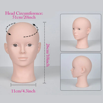 Mannequin Head Wig Stand — Adjustable Tripod Holder for Wig Making, Display, and Cosmetology Training