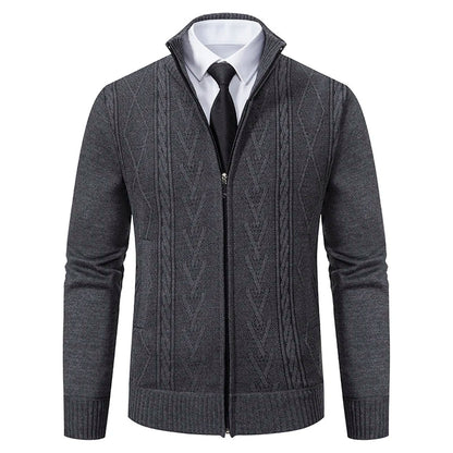 Men's Autumn Winter Cashmere Knit Sweater Coat - Padded Warm Casual Pullover Jacket