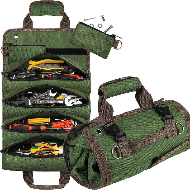 Multi-Purpose Tool Bag - Professional Roll-Up Organizer with Multiple Pockets for Hardware Tools