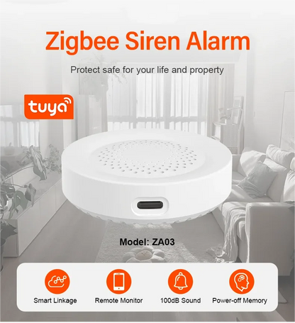 Tuya Zigbee Siren Alarm – 100db Smart Home Security Speaker, Works with Alexa & Yandex Alice, Requires Tuya Zigbee Hub
