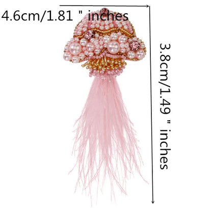 Marine Series Rhinestone Patches - Handmade Shell Starfish Seahorse Leaf Beaded Sewing Appliques for DIY Clothing