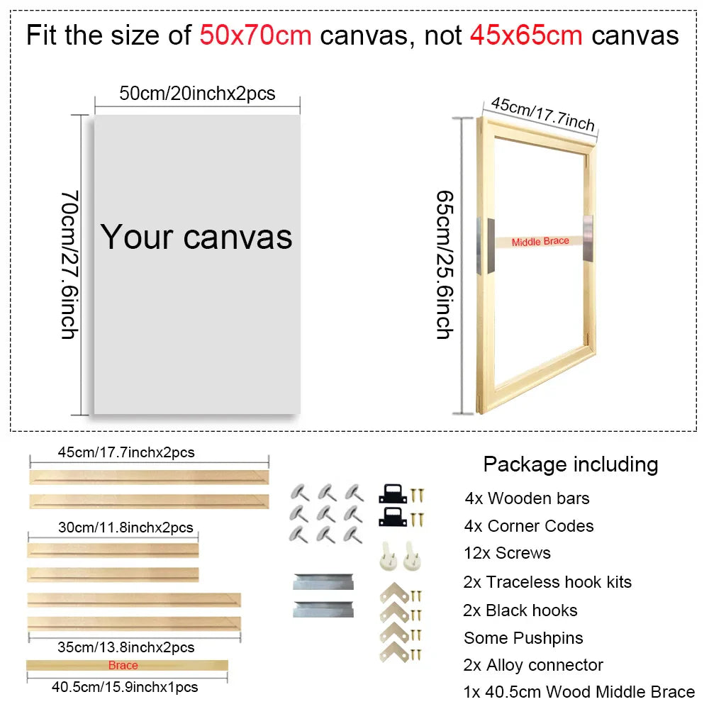 Wooden Canvas Frames – 30x40, 40x50, 50x70, 60x90cm for Photos, Oil Paintings & Diamond Painting Wall Art