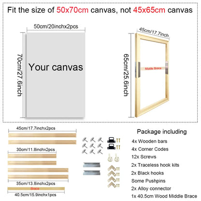 Wooden Canvas Frames – 30x40, 40x50, 50x70, 60x90cm for Photos, Oil Paintings & Diamond Painting Wall Art