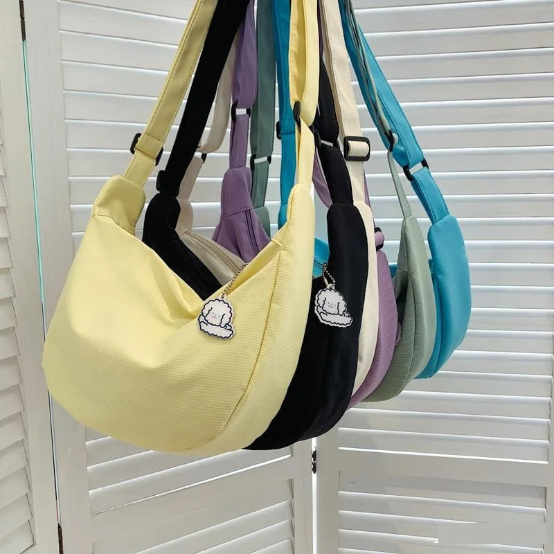 Women’s Solid Harajuku Shoulder Bag – Large Capacity Multifunction Crossbody Handbag for Teens & Everyday Use